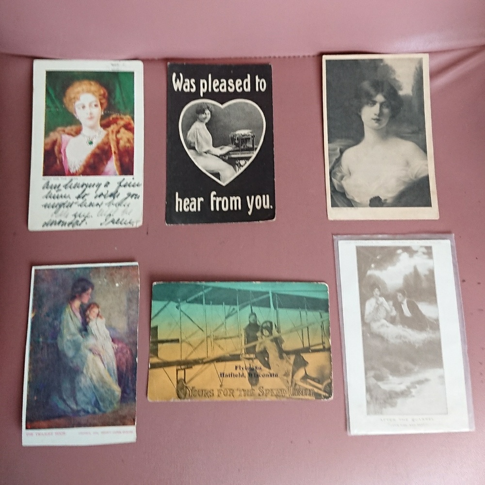 6 antique post cards 1906 authentic 6x4" used 4